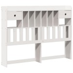 vidaXL Pat cu bibliotecă fără saltea, alb, 150x200 cm, lemn masiv pin vidaXL Pat cu bibliotecă fără saltea, alb, 150x200 cm, lemn masiv pin