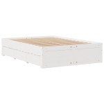 vidaXL Pat cu bibliotecă fără saltea, alb, 150x200 cm, lemn masiv pin vidaXL Pat cu bibliotecă fără saltea, alb, 150x200 cm, lemn masiv pin