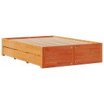 vidaXL Pat cu bibliotecă fără saltea maro 150x200 cm lemn masiv de pin