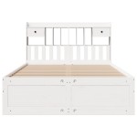 vidaXL Pat cu bibliotecă fără saltea, alb, 140x200 cm, lemn masiv pin vidaXL Pat cu bibliotecă fără saltea, alb, 140x200 cm, lemn masiv pin