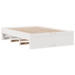 vidaXL Pat cu bibliotecă fără saltea, alb, 140x200 cm, lemn masiv pin vidaXL Pat cu bibliotecă fără saltea, alb, 140x200 cm, lemn masiv pin