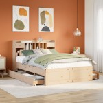 vidaXL Pat cu bibliotecă fără saltea, 140x190 cm, lemn masiv de pin vidaXL Pat cu bibliotecă fără saltea, 140x190 cm, lemn masiv de pin