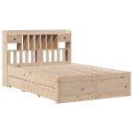 vidaXL Pat cu bibliotecă fără saltea, 140x190 cm, lemn masiv de pin vidaXL Pat cu bibliotecă fără saltea, 140x190 cm, lemn masiv de pin