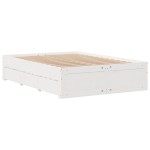 vidaXL Pat cu bibliotecă fără saltea, alb, 140x190 cm, lemn masiv pin vidaXL Pat cu bibliotecă fără saltea, alb, 140x190 cm, lemn masiv pin