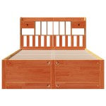 vidaXL Pat cu bibliotecă fără saltea maro 140x190 cm lemn masiv de pin vidaXL Pat cu bibliotecă fără saltea maro 140x190 cm lemn masiv de pin