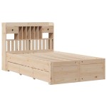 vidaXL Pat cu bibliotecă fără saltea, 135x190 cm, lemn masiv de pin