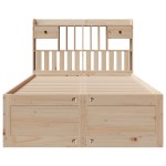 vidaXL Pat cu bibliotecă fără saltea, 135x190 cm, lemn masiv de pin