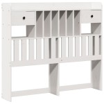 vidaXL Pat cu bibliotecă fără saltea, alb, 135x190 cm, lemn masiv pin