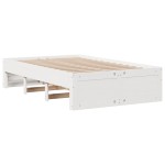 vidaXL Pat cu bibliotecă fără saltea, alb, 135x190 cm, lemn masiv pin
