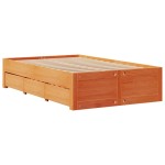 vidaXL Pat cu bibliotecă fără saltea maro 135x190 cm lemn masiv de pin vidaXL Pat cu bibliotecă fără saltea maro 135x190 cm lemn masiv de pin