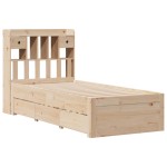 vidaXL Pat cu bibliotecă fără saltea, 90x190 cm, lemn masiv de pin vidaXL Pat cu bibliotecă fără saltea, 90x190 cm, lemn masiv de pin