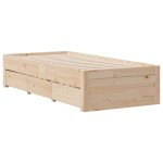 vidaXL Pat cu bibliotecă fără saltea, 90x190 cm, lemn masiv de pin vidaXL Pat cu bibliotecă fără saltea, 90x190 cm, lemn masiv de pin