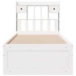vidaXL Pat cu bibliotecă fără saltea, alb, 90x190 cm, lemn masiv pin