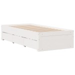 vidaXL Pat cu bibliotecă fără saltea, alb, 90x190 cm, lemn masiv pin