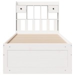 vidaXL Pat cu bibliotecă fără saltea, alb, 75x190 cm, lemn masiv pin