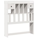 vidaXL Pat cu bibliotecă fără saltea, alb, 75x190 cm, lemn masiv pin