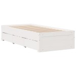 vidaXL Pat cu bibliotecă fără saltea, alb, 75x190 cm, lemn masiv pin