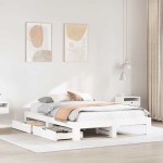 vidaXL Cadru de pat fără saltea, alb, 140x190 cm, lemn masiv de pin vidaXL Cadru de pat fără saltea, alb, 140x190 cm, lemn masiv de pin