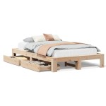 vidaXL Cadru de pat fără saltea, 135x190 cm, lemn masiv de pin