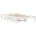 vidaXL Cadru de pat fără saltea, alb, 135x190 cm, lemn masiv de pin