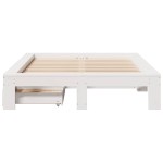 vidaXL Cadru de pat fără saltea, alb, 135x190 cm, lemn masiv de pin