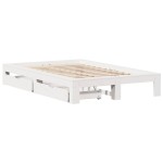 vidaXL Cadru de pat fără saltea, alb, 120x190 cm, lemn masiv pin
