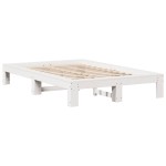 vidaXL Cadru de pat fără saltea, alb, 120x190 cm, lemn masiv pin