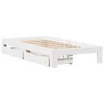 vidaXL Cadru de pat fără saltea, alb, 75x190 cm, lemn masiv de pin