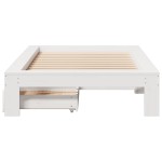 vidaXL Cadru de pat fără saltea, alb, 75x190 cm, lemn masiv de pin