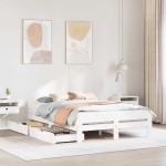 vidaXL Cadru de pat fără saltea, alb, 150x200 cm, lemn masiv pin vidaXL Cadru de pat fără saltea, alb, 150x200 cm, lemn masiv pin