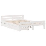 vidaXL Cadru de pat fără saltea, alb, 150x200 cm, lemn masiv pin vidaXL Cadru de pat fără saltea, alb, 150x200 cm, lemn masiv pin