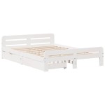vidaXL Cadru de pat fără saltea, alb, 140x190 cm, lemn masiv de pin