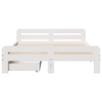 vidaXL Cadru de pat fără saltea, alb, 140x190 cm, lemn masiv de pin