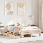 vidaXL Cadru de pat fără saltea, 135x190 cm, lemn masiv de pin vidaXL Cadru de pat fără saltea, 135x190 cm, lemn masiv de pin