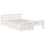 vidaXL Cadru de pat fără saltea, alb, 135x190 cm, lemn masiv de pin