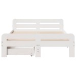 vidaXL Cadru de pat fără saltea, alb, 135x190 cm, lemn masiv de pin