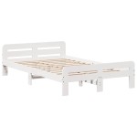 vidaXL Cadru de pat fără saltea, alb, 120x190 cm, lemn masiv pin