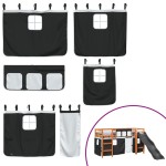 vidaXL Pat etajat de copii cu perdele, 80x200 cm, lemn masiv pin vidaXL Pat etajat de copii cu perdele, 80x200 cm, lemn masiv pin