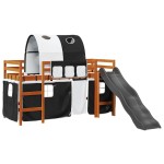 vidaXL Pat etajat de copii cu tunel alb/negru 80x200 cm lemn masiv pin vidaXL Pat etajat de copii cu tunel alb/negru 80x200 cm lemn masiv pin