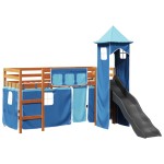 vidaXL Pat etajat de copii cu turn albastru 80x200 cm lemn masiv pin vidaXL Pat etajat de copii cu turn albastru 80x200 cm lemn masiv pin