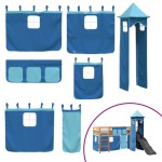 vidaXL Pat etajat de copii cu turn albastru 80x200 cm lemn masiv pin vidaXL Pat etajat de copii cu turn albastru 80x200 cm lemn masiv pin