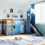 vidaXL Pat etajat de copii cu turn albastru 90x190 cm lemn masiv pin vidaXL Pat etajat de copii cu turn albastru 90x190 cm lemn masiv pin
