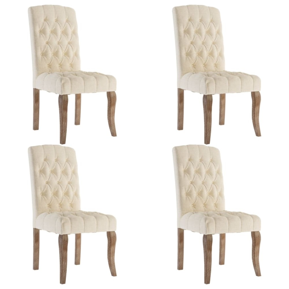 vidaXL Scaune de bucătărie, 4 buc., bej, textil cu aspect de pânză
