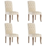 vidaXL Scaune de bucătărie, 4 buc., bej, textil cu aspect de pânză