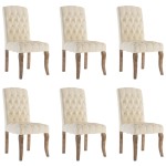 vidaXL Scaune de bucătărie, 6 buc., bej, textil cu aspect de pânză vidaXL Scaune de bucătărie, 6 buc., bej, textil cu aspect de pânză