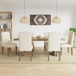 vidaXL Scaune de bucătărie, 6 buc., bej, textil cu aspect de pânză vidaXL Scaune de bucătărie, 6 buc., bej, textil cu aspect de pânză