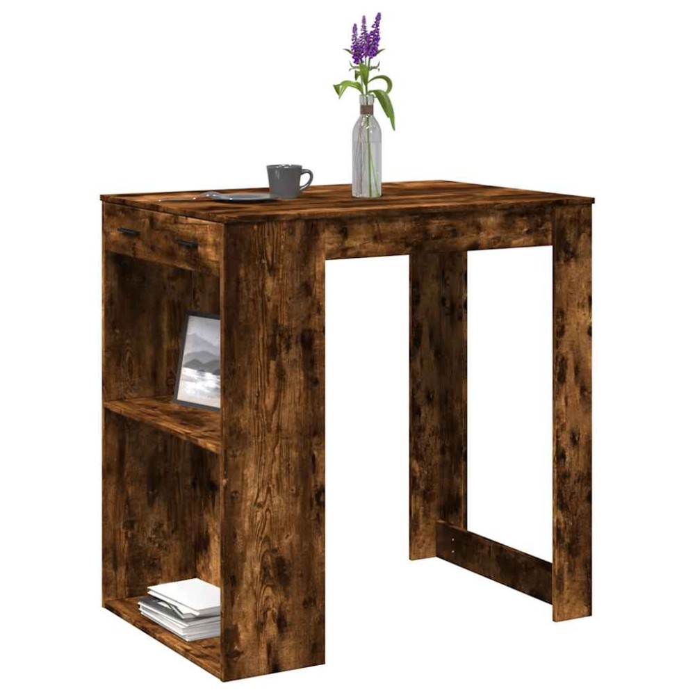 vidaXL Masă de bar, stejar fumuriu, 102x70x103,5 cm, lemn prelucrat