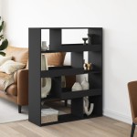 vidaXL Bibliotecă, negru, 100x33x125,5 cm, lemn prelucrat vidaXL Bibliotecă, negru, 100x33x125,5 cm, lemn prelucrat