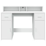 vidaXL Birou cu lumini LED, alb, 120x55x91 cm, lemn prelucrat vidaXL Birou cu lumini LED, alb, 120x55x91 cm, lemn prelucrat