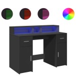 vidaXL Birou cu lumini LED, negru, 120x55x91 cm, lemn prelucrat vidaXL Birou cu lumini LED, negru, 120x55x91 cm, lemn prelucrat
